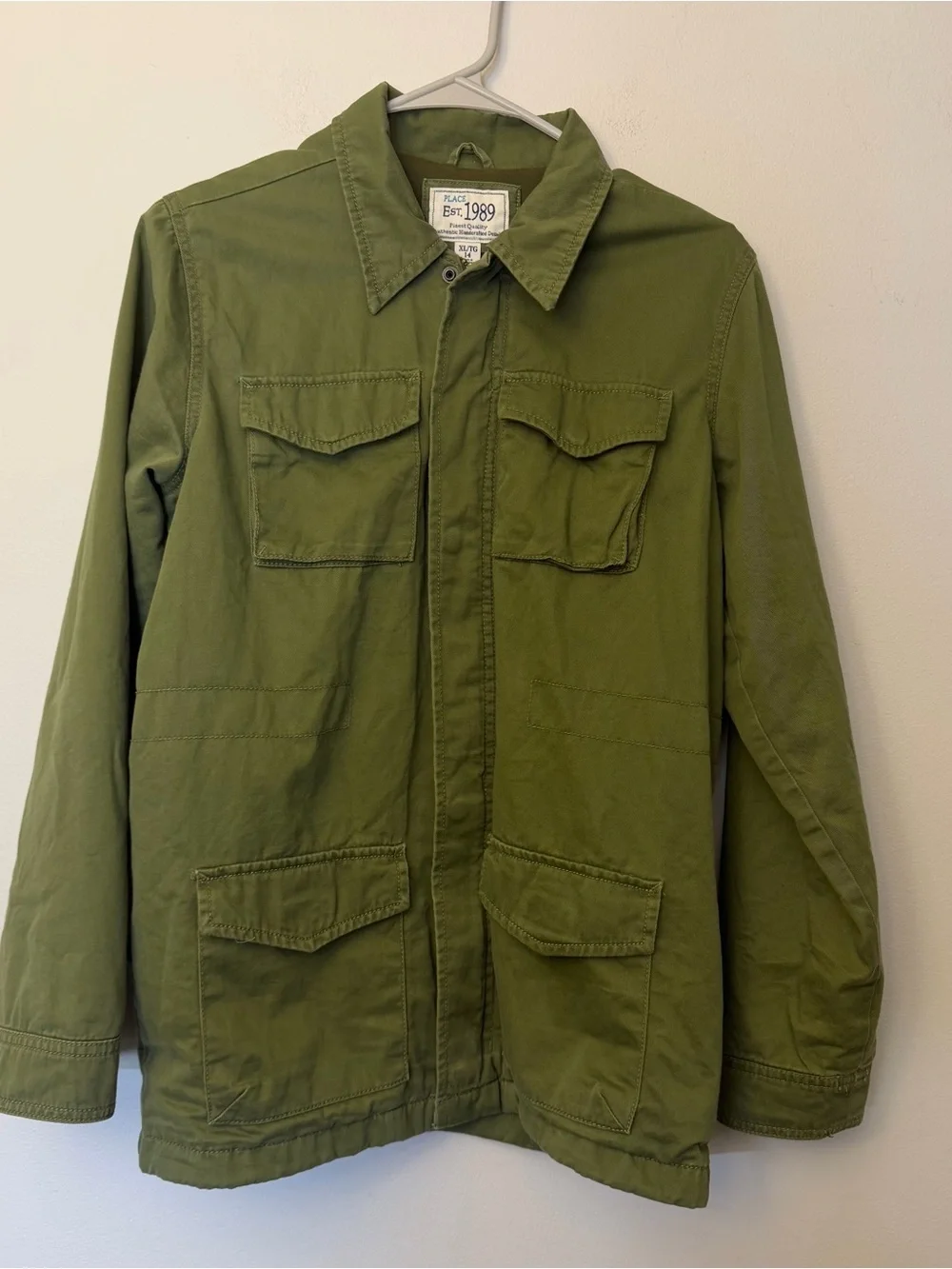 The Children’s Place Olive Green Military-Style Jacket boys 14 extra large XL
